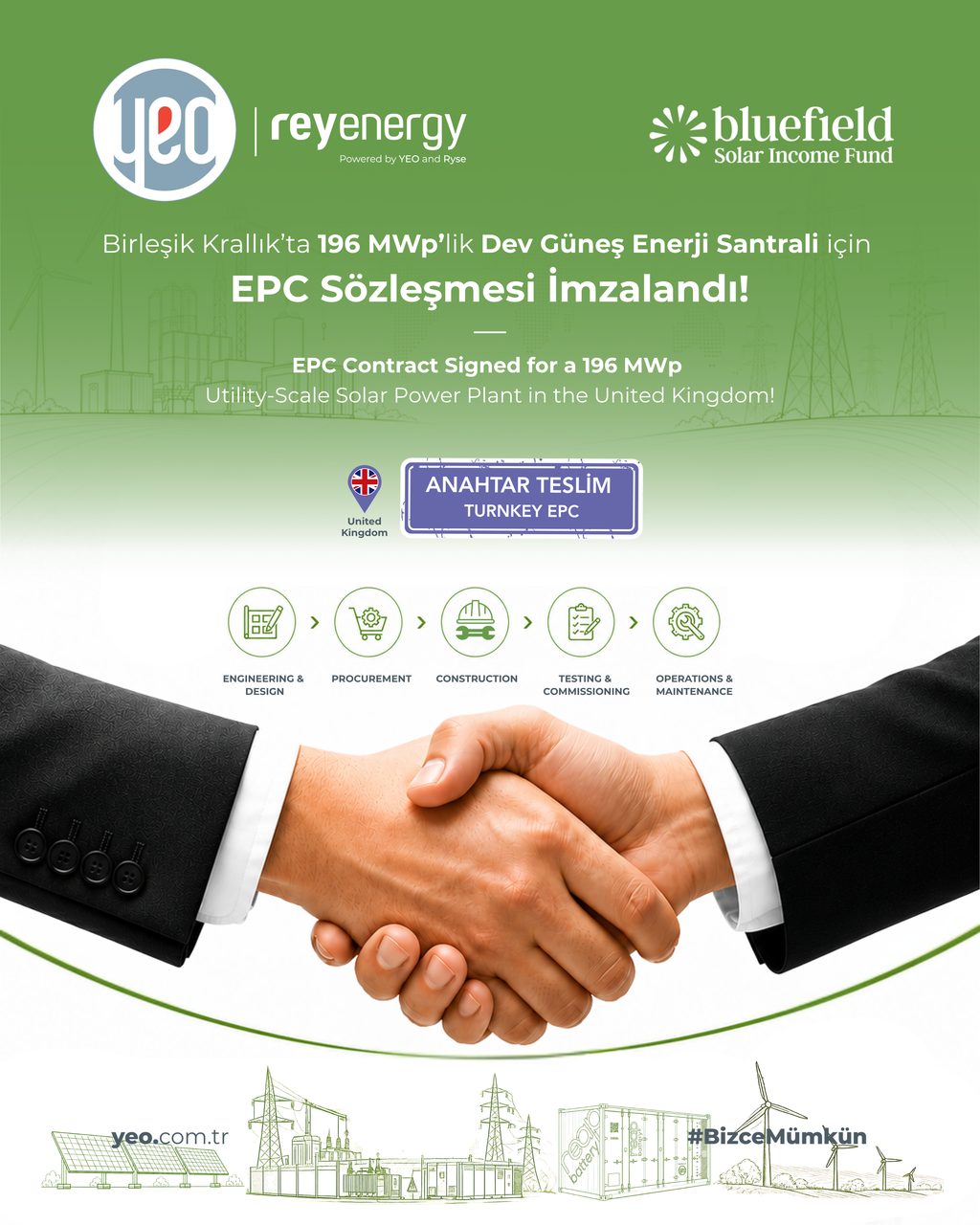 YEO Teknoloji, Birleşik Krallık'ta 100 Milyon Dolarlık Güneş Enerjisi Projesine İmza Attı