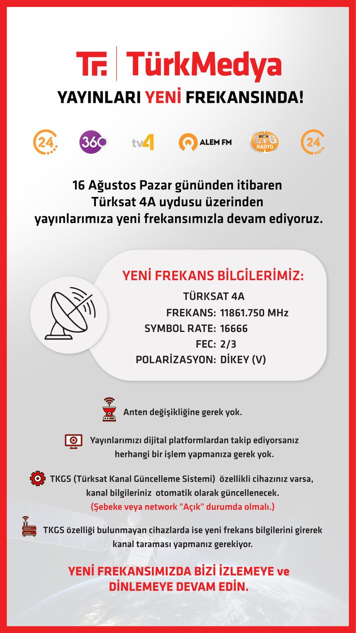 TürkMedya yayınları yeni frekansa geçiyor