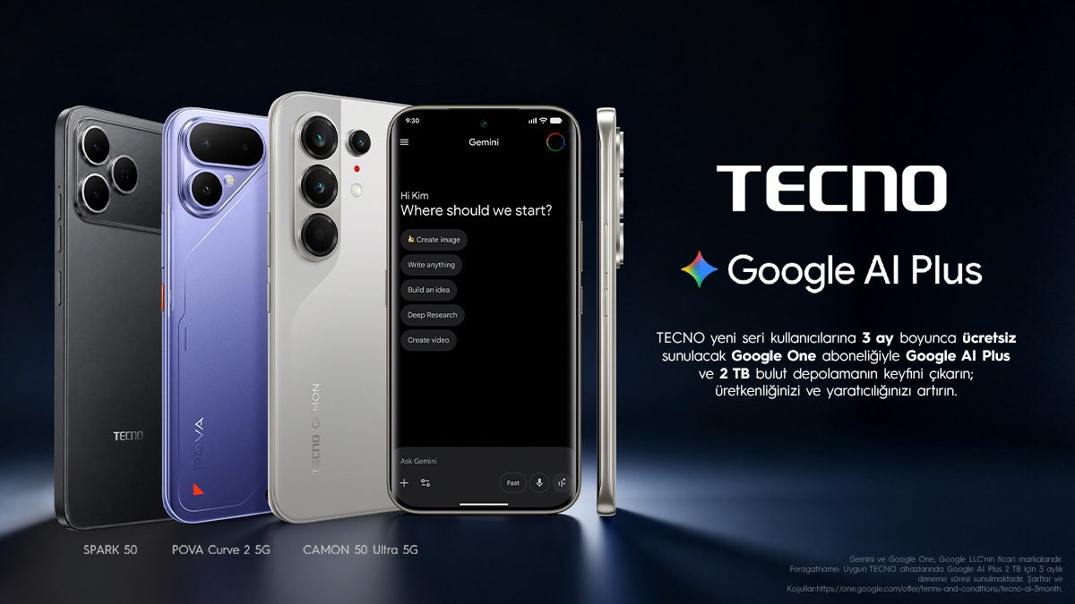 TECNO Kullanıcılarına 3 Aylık Google AI Plus Hediye